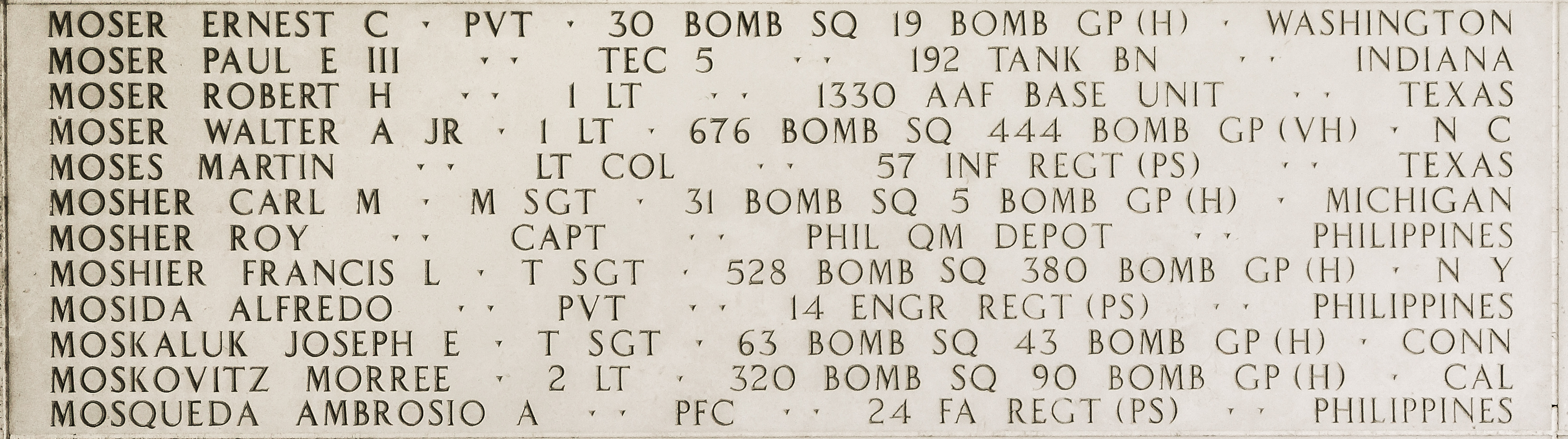 Carl M. Mosher, Master Sergeant